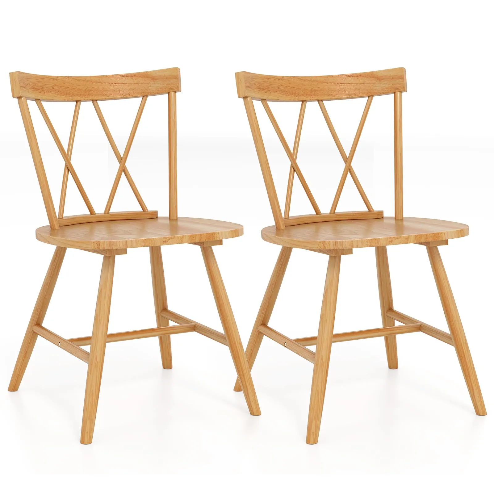 Giantex Wooden Dining Chairs Set of 2/4, Farmhouse Windsor Kitchen Chairs w/Cross Back, Wide Seat set of dining chairs, wooden chairs