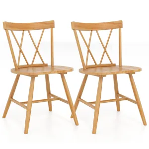 Giantex Wooden Dining Chairs Set of 2/4, Farmhouse Windsor Kitchen Chairs w/Cross Back, Wide Seat set of dining chairs, wooden chairs
