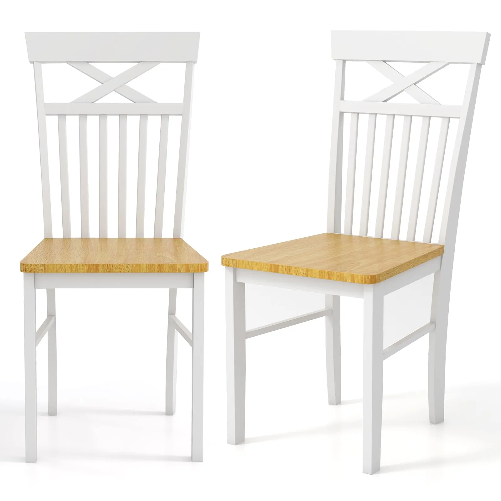 Giantex Wooden Dining Chairs Set of 2/4, Kitchen Chairs w/Rubber Wood Frame, High & Curved Slatted Backrest, Modern Armless Chairs set of dining chairs, wooden chairs