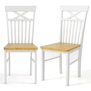 Giantex Wooden Dining Chairs Set of 2/4, Kitchen Chairs w/Rubber Wood Frame, High & Curved Slatted Backrest, Modern Armless Chairs set of dining chairs, wooden chairs