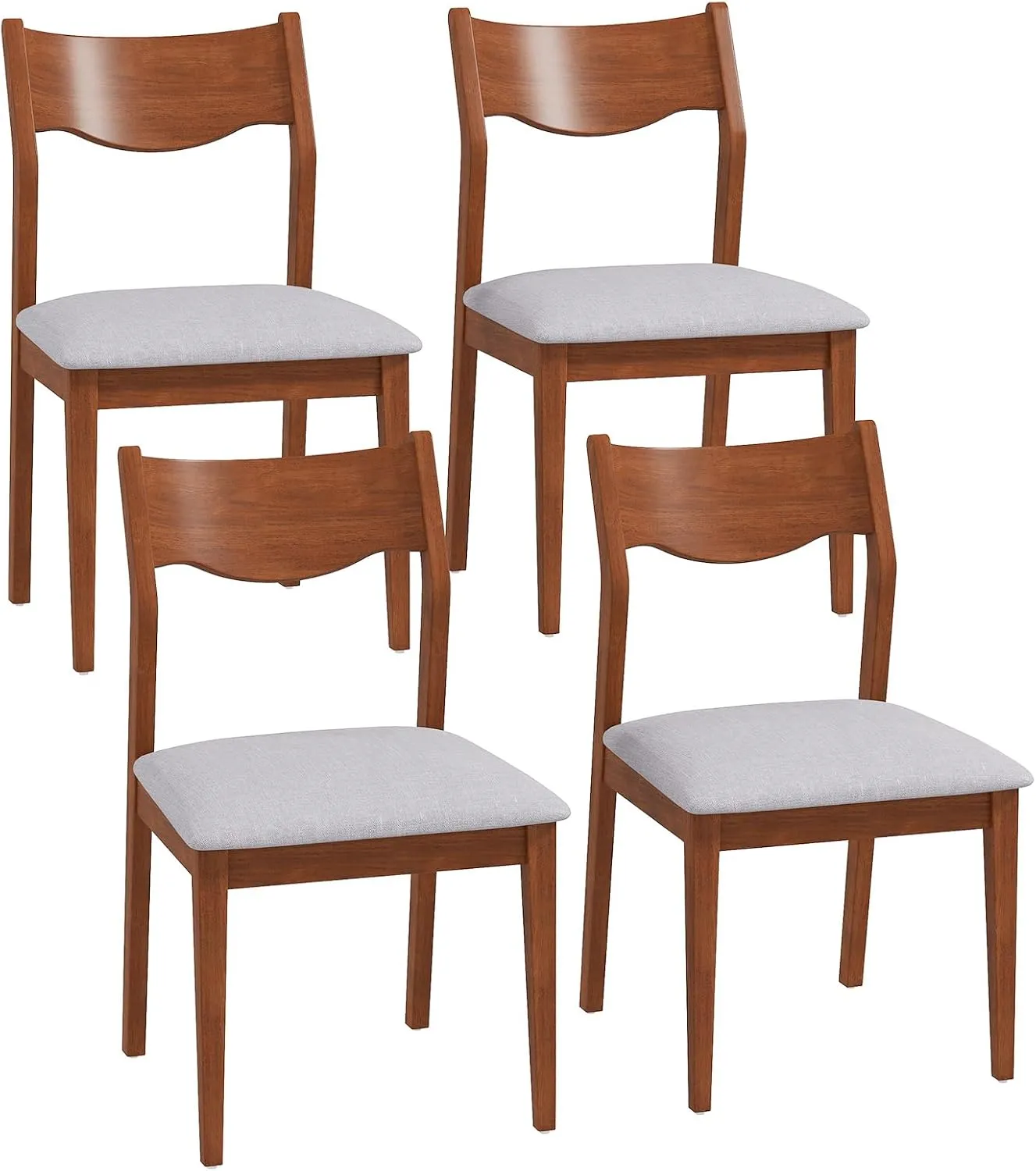 Giantex Wooden Dining Chairs Set of 2/4, Linen Fabric Upholstered Kitchen Chairs w/Rubber Wood Frame