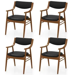Giantex Wooden Dining Chairs Set of 2/4, PU Leather Upholstered Kitchen Chairs w/Padded Seat & Back set of dining chairs, wooden chairs