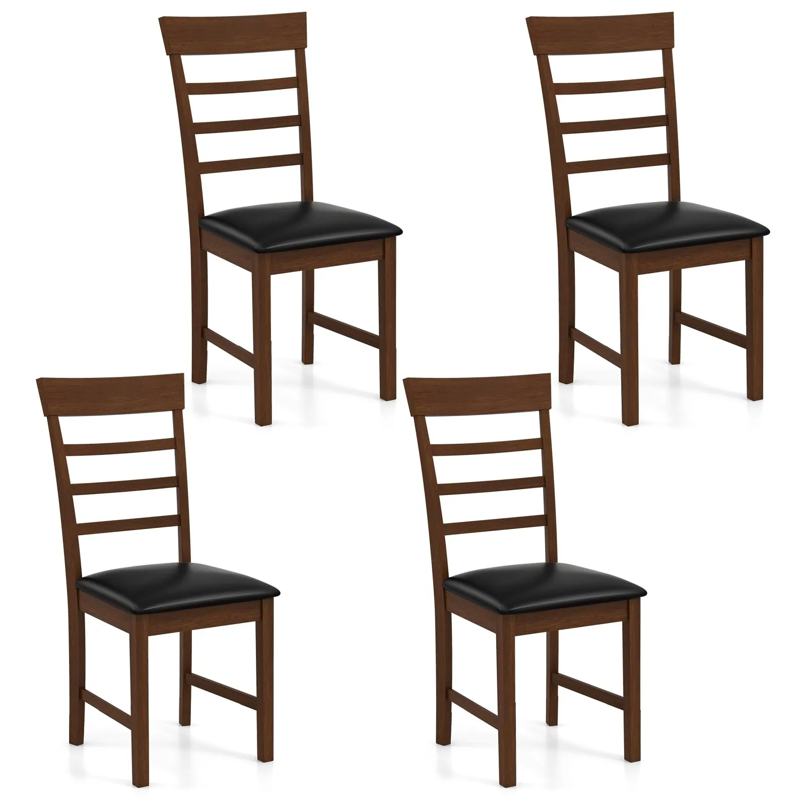 Giantex Wooden Dining Chairs Set of 2/4, PU Leather Upholstered Kitchen Chairs w/Rubber Wood Frame