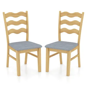 Giantex Wooden Dining Chairs Set of 2/4, Rubber Wood Kitchen Chair with Padded Seat & Hollowed Backrest set of dining chairs, wooden chairs