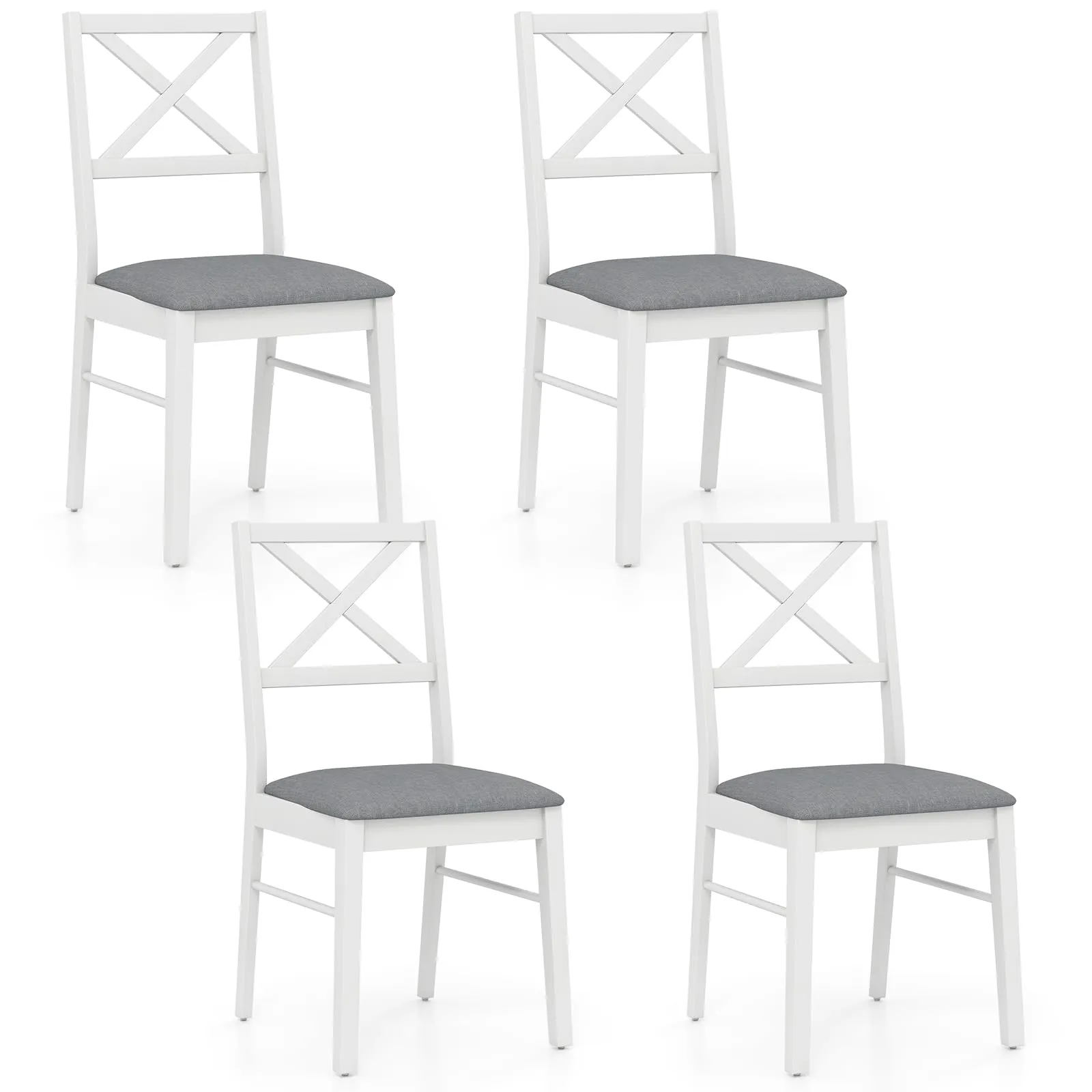 Giantex Wooden Dining Chairs Set of 2/4, Upholstered Kitchen Chairs w/Cross Back & Padded Seat