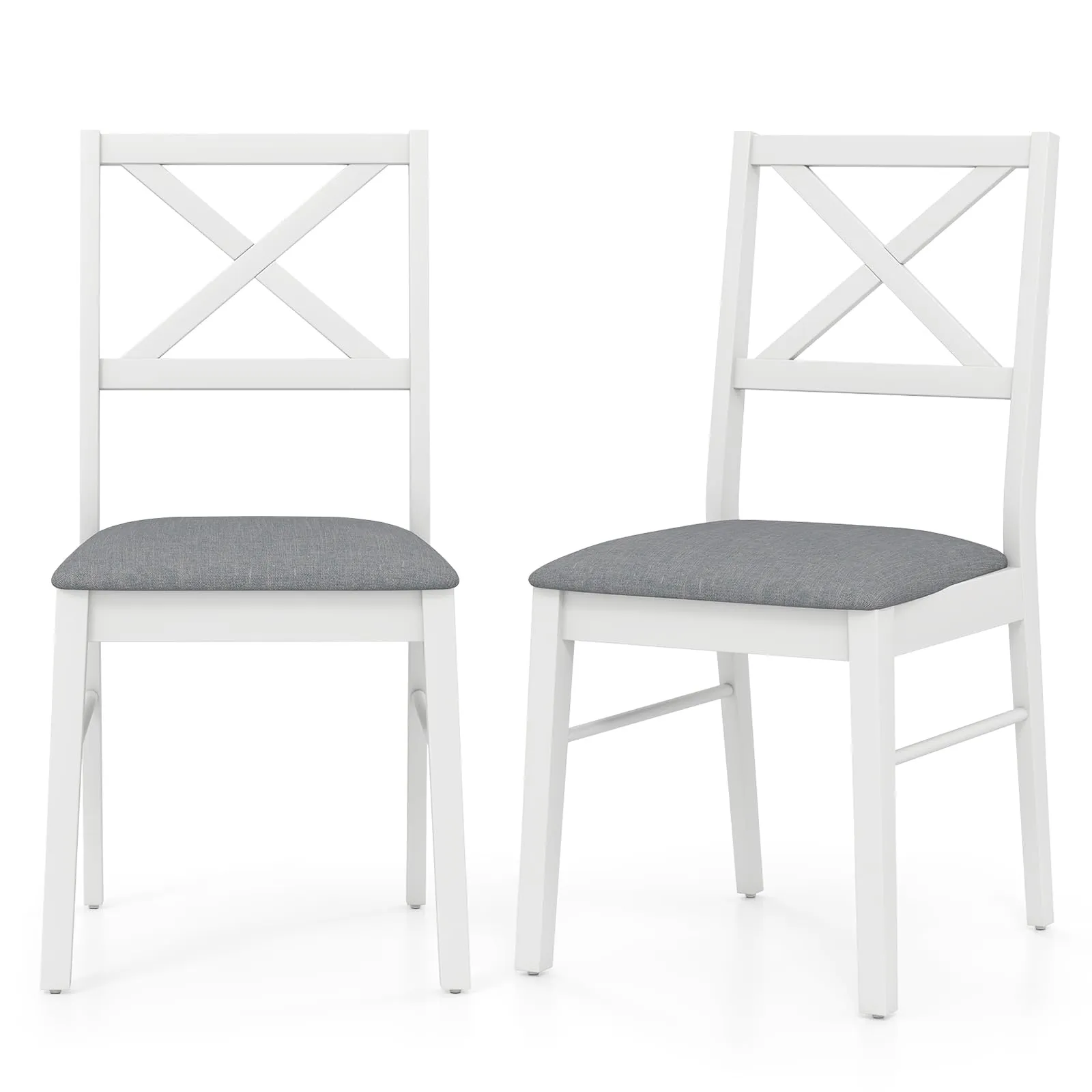 Giantex Wooden Dining Chairs Set of 2/4, Upholstered Kitchen Chairs w/Cross Back & Padded Seat