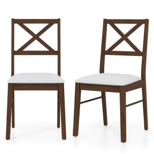Giantex Wooden Dining Chairs Set of 2/4, Upholstered Kitchen Chairs w/Cross Back & Padded Seat set of dining chairs, wooden chairs