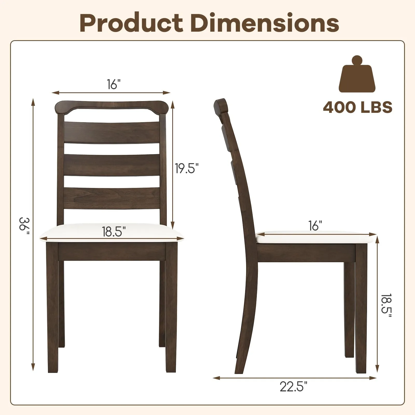 Giantex Wooden Dining Chairs Set of 2/4, Upholstered Kitchen Chairs w/Rubber Wood Frame, Padded Seat