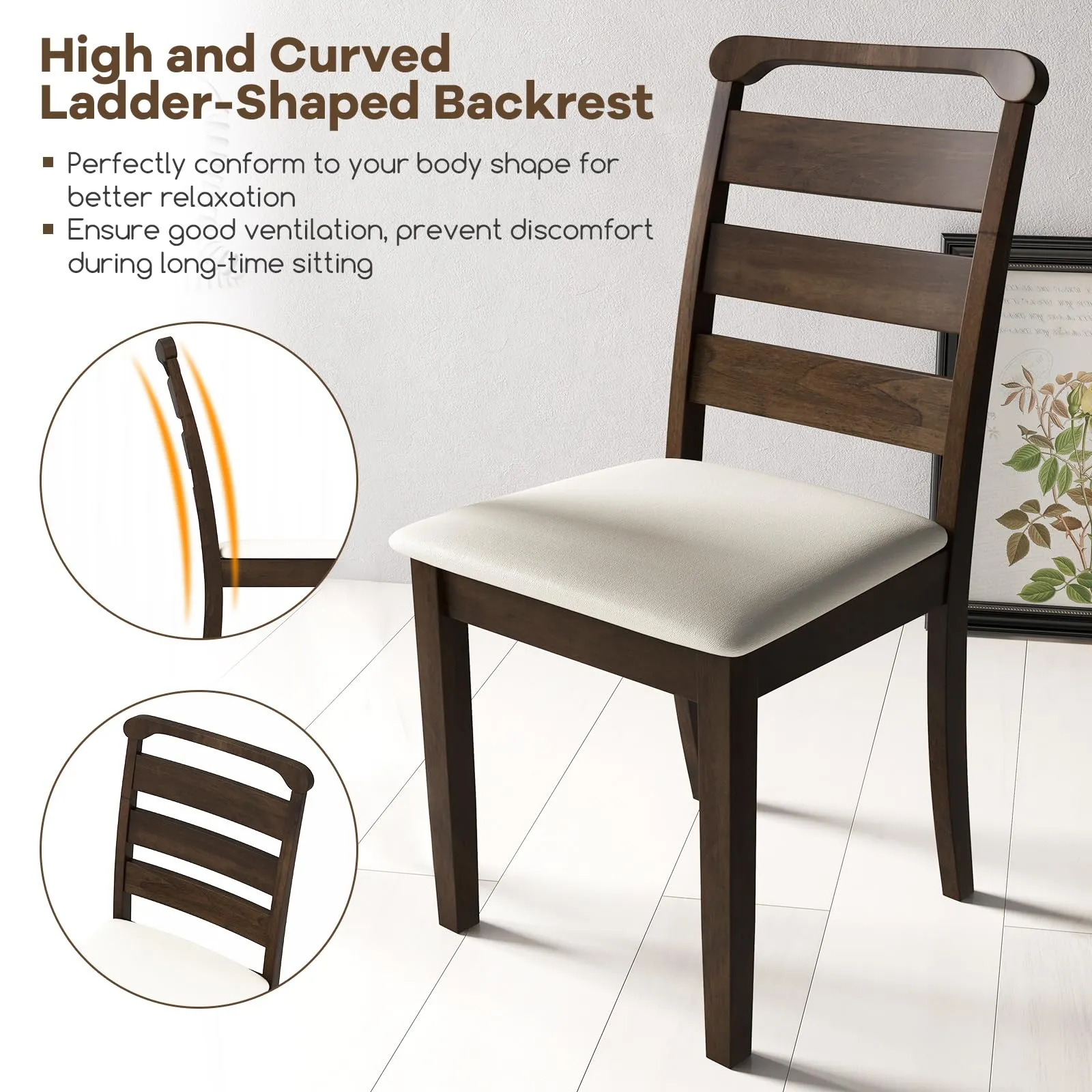 Giantex Wooden Dining Chairs Set of 2/4, Upholstered Kitchen Chairs w/Rubber Wood Frame, Padded Seat