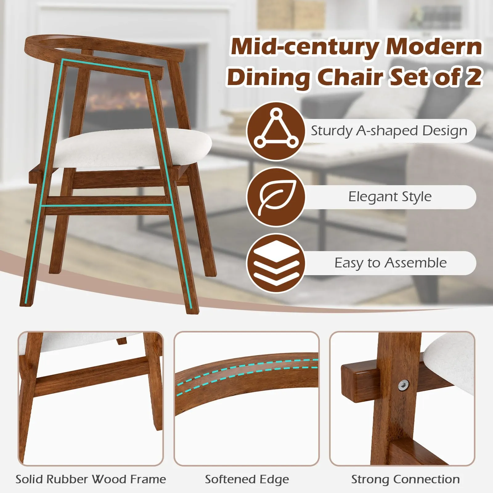 Giantex Wooden Dining Chairs Set of 2/4