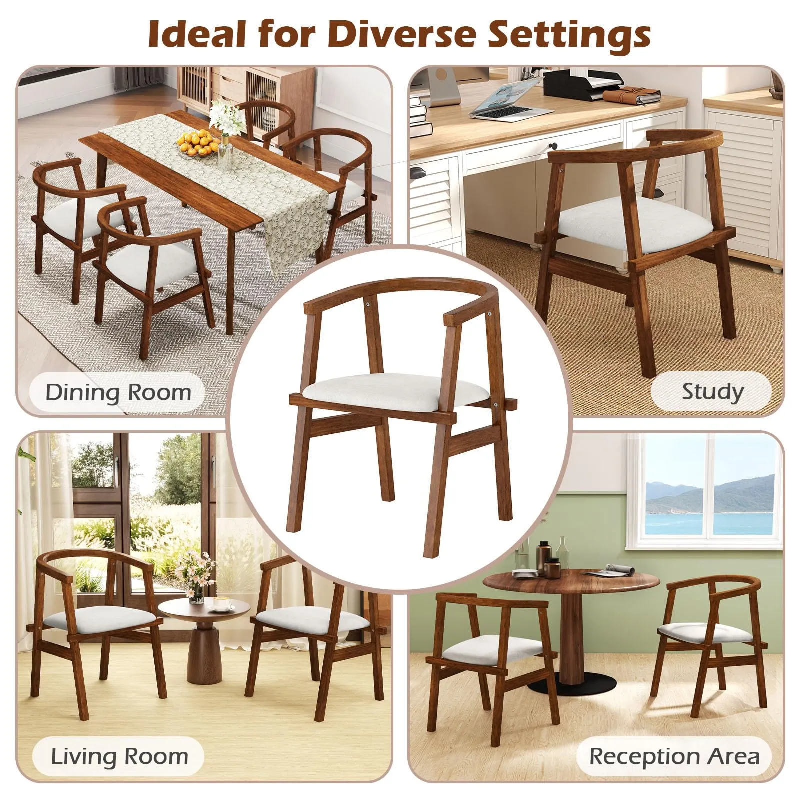 Giantex Wooden Dining Chairs Set of 2/4