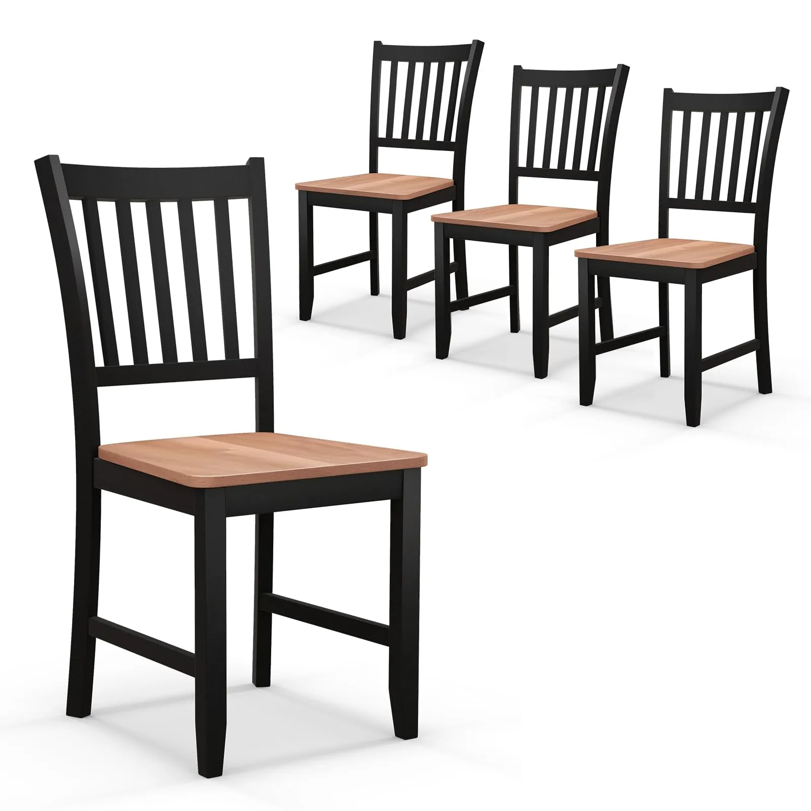 Giantex Wooden Dining Chairs Set of 4, Farmhouse Kitchen Chair with Rubber Wood Legs set of dining chairs, wooden chairs