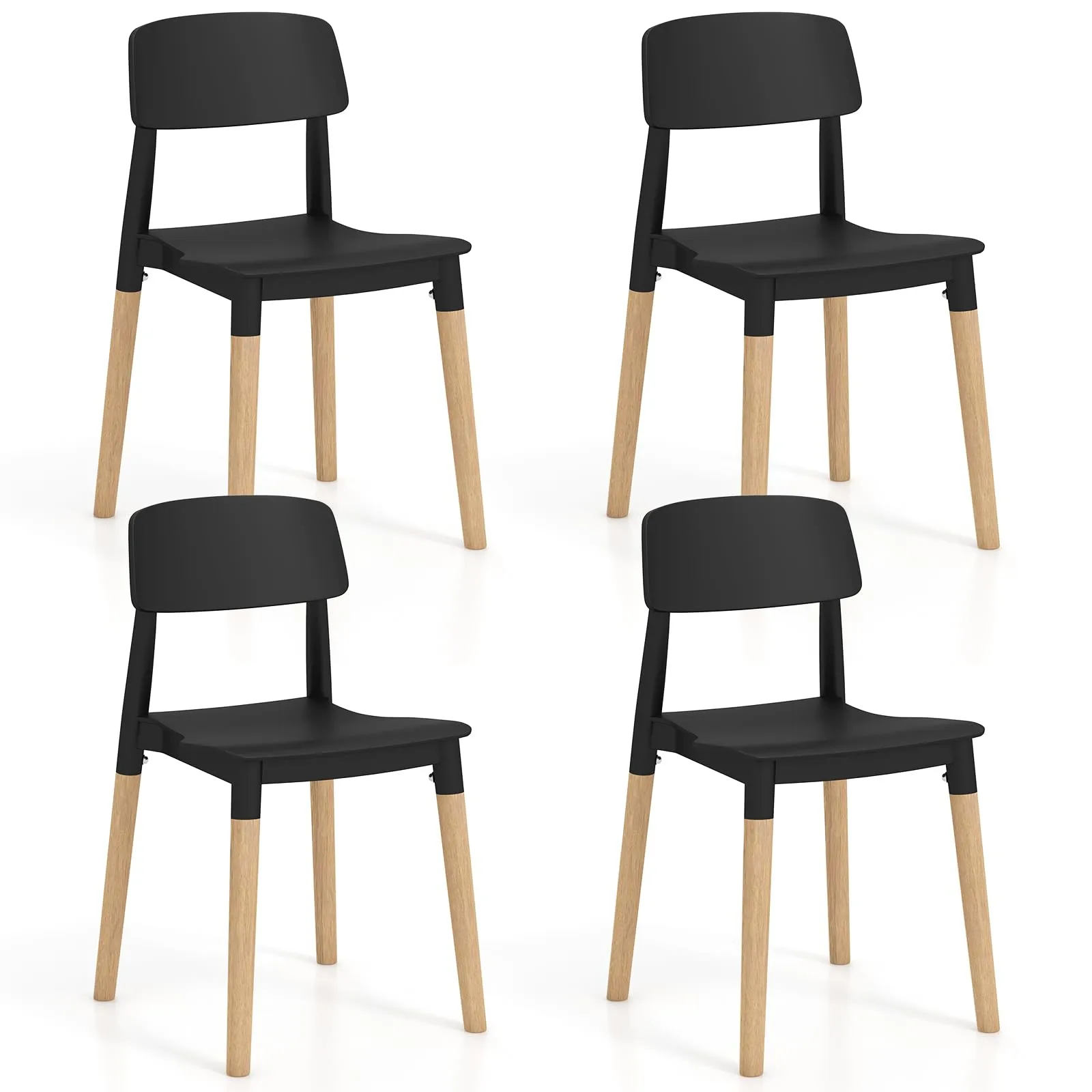 Giantex Wooden Dining Chairs Set of 4, Modern Dining Side Chairs Set w/Ergonomic Backrest, Wide Seat & Sturdy Wooden Legs set of dining chairs, wooden chairs