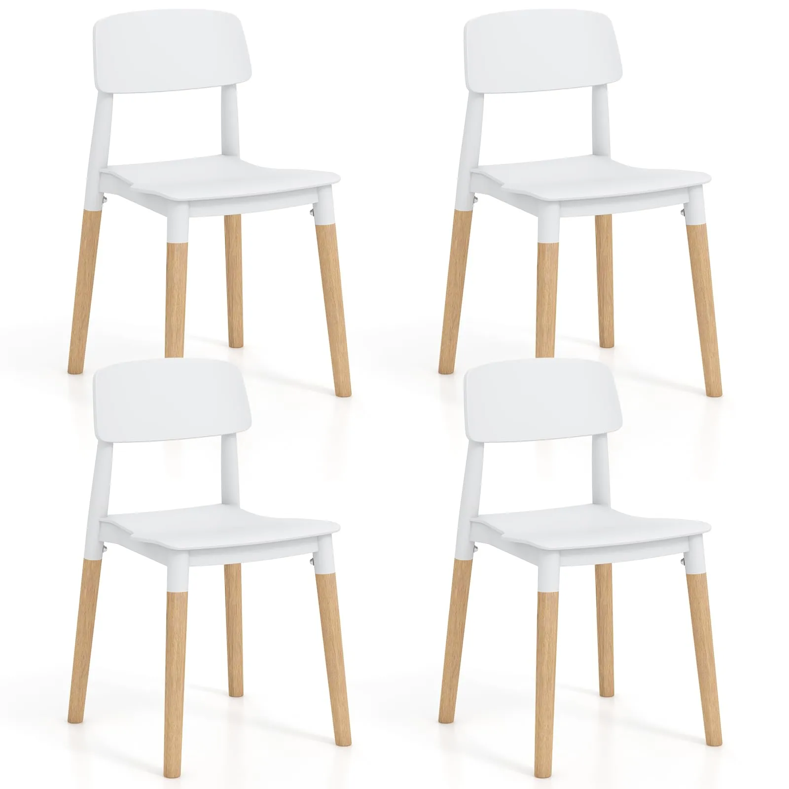 Giantex Wooden Dining Chairs Set of 4, Modern Dining Side Chairs Set w/Ergonomic Backrest, Wide Seat & Sturdy Wooden Legs