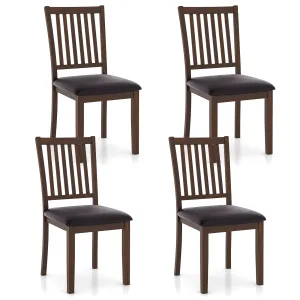Giantex Wooden Dining Chairs Set, Upholstered Kitchen Chairs w/Slat Back, Wear-Resistant PVC Leather set of dining chairs, wooden chairs
