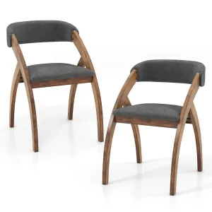 Giantex Wooden Dining Chairs, Upholstered Kitchen Chairs w/Arched Rubber Wood Legs tablecloth, dining table