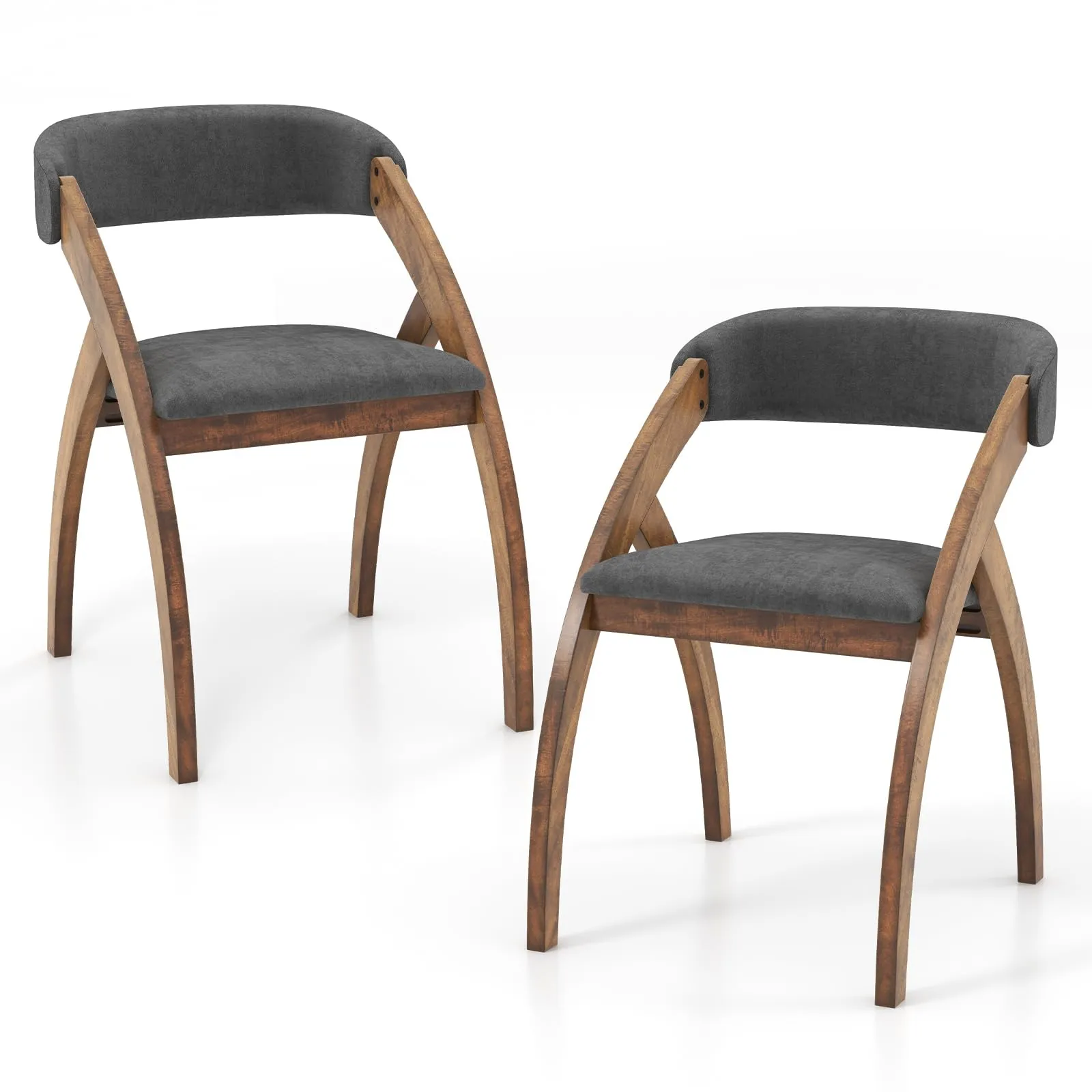 Giantex Wooden Dining Chairs, Upholstered Kitchen Chairs w/Arched Rubber Wood Legs tablecloth, dining table