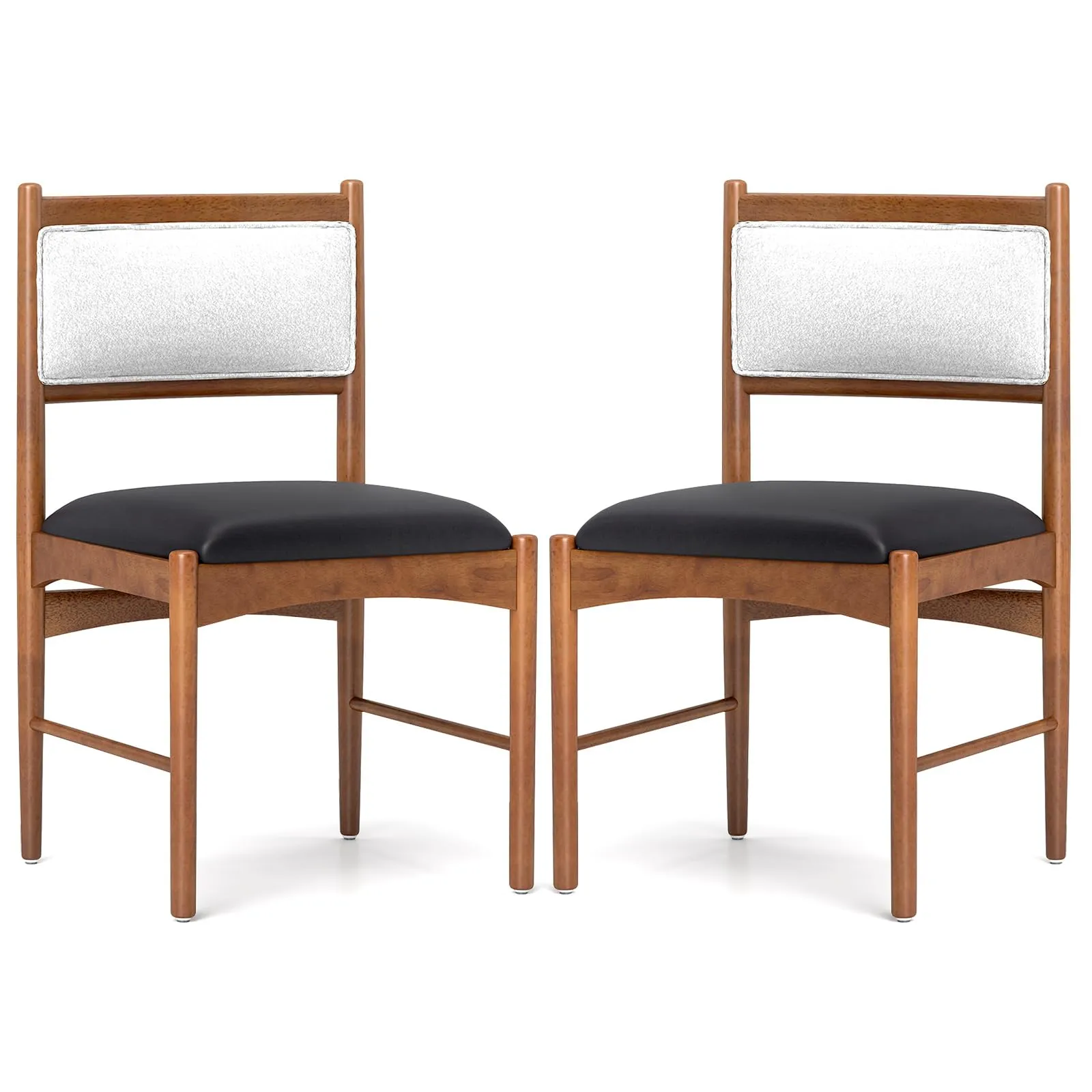 Giantex Wooden Dining Chairs, Upholstered Kitchen Chairs w/Rubber Wood Frame & Faux Leather Padded Seat set of dining chairs, wooden chairs