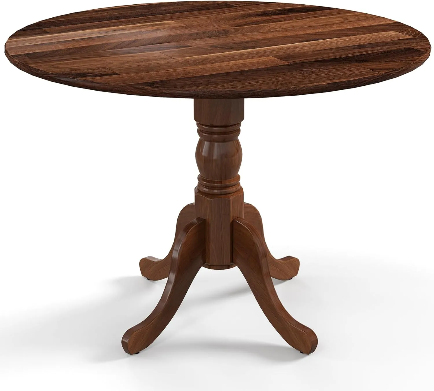Giantex Wooden Dining Table, Dining Table with 40" D Round Tabletop & Curved Trestle Legs