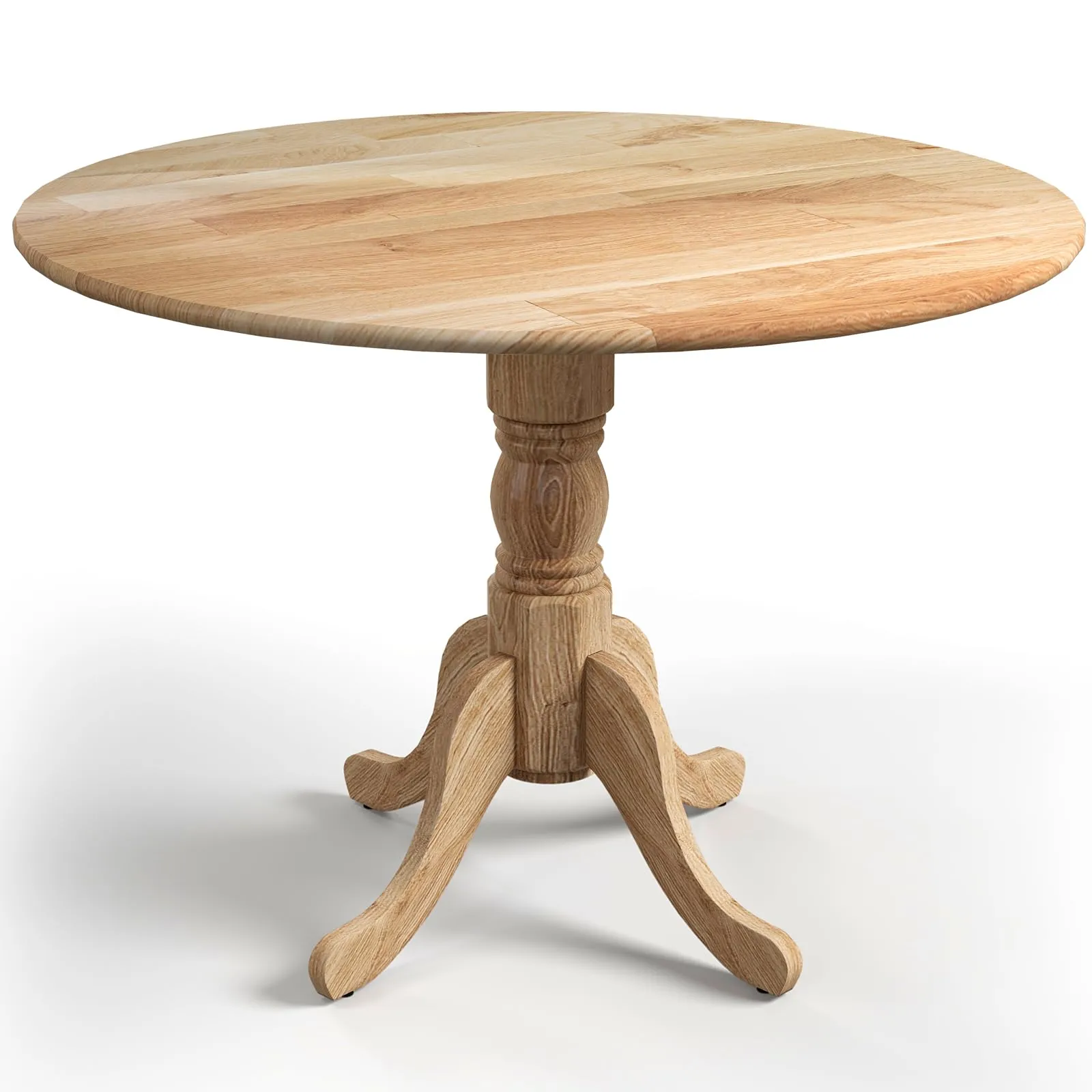 Giantex Wooden Dining Table, Dining Table with 40" D Round Tabletop & Curved Trestle Legs farmhouse dining table, extendable dining table