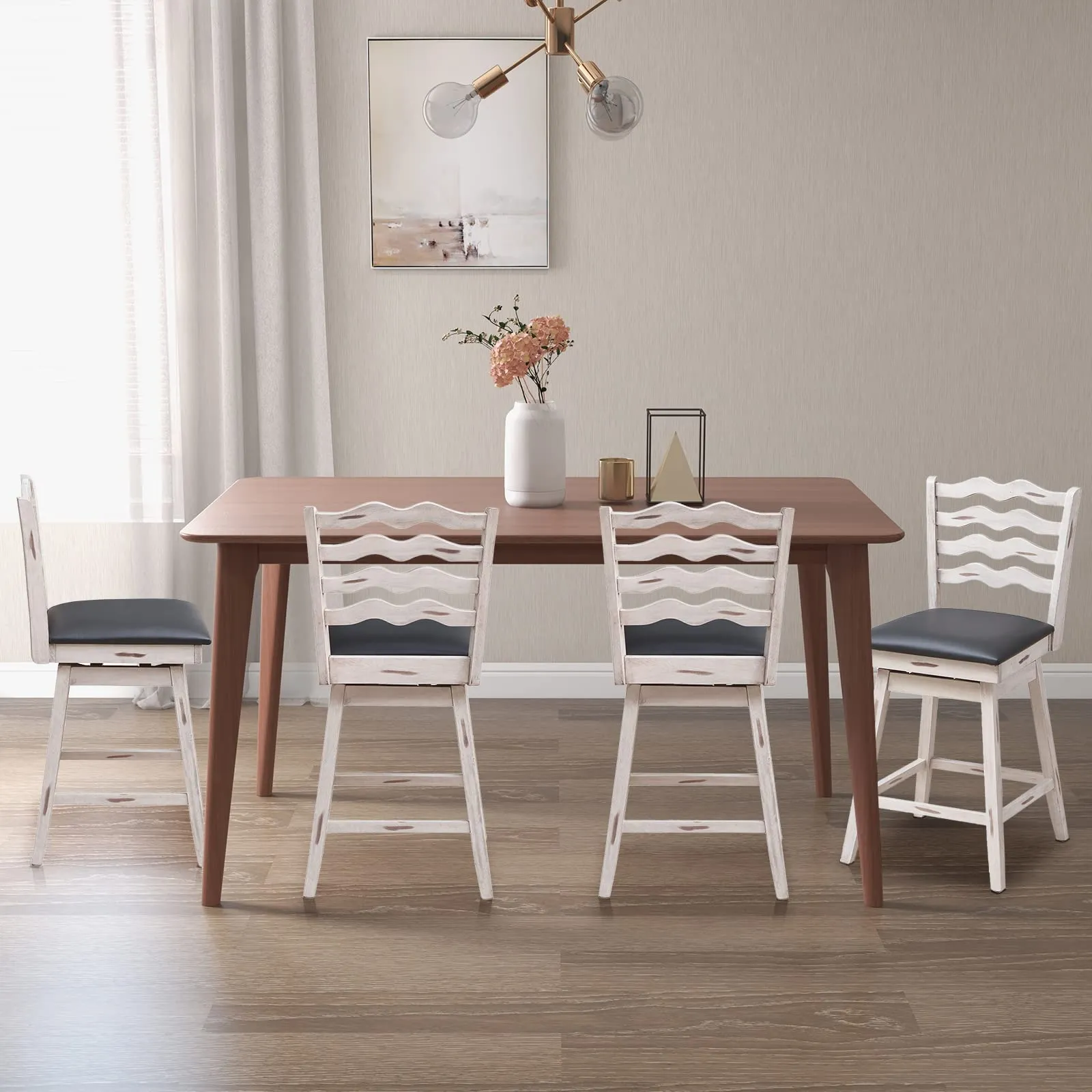 Giantex Wooden Upholstered Barstools for Kitchen Island