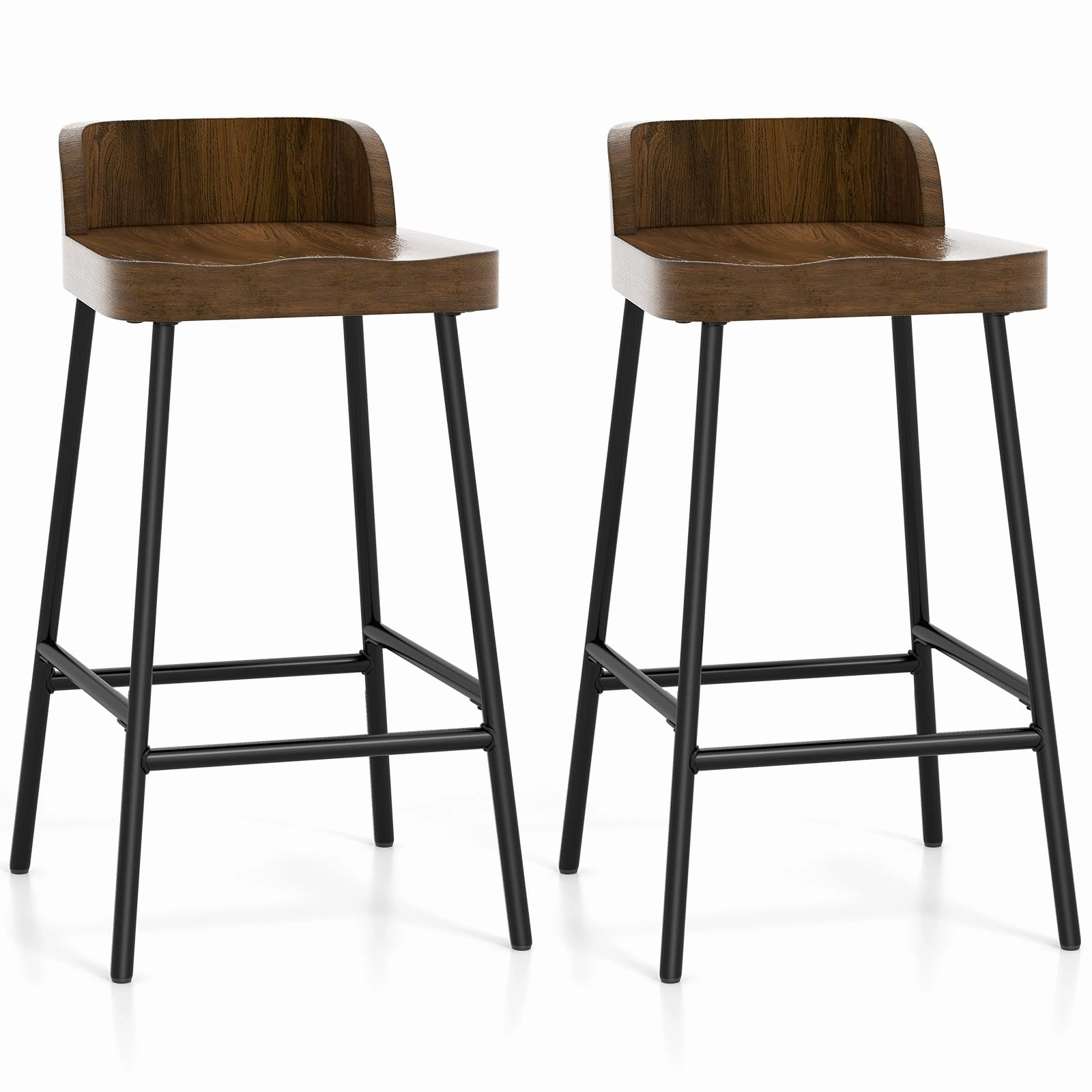 Giantex 24.5'' Bar Stool, Counter Height Bar Stools with Low Back & Footrest
