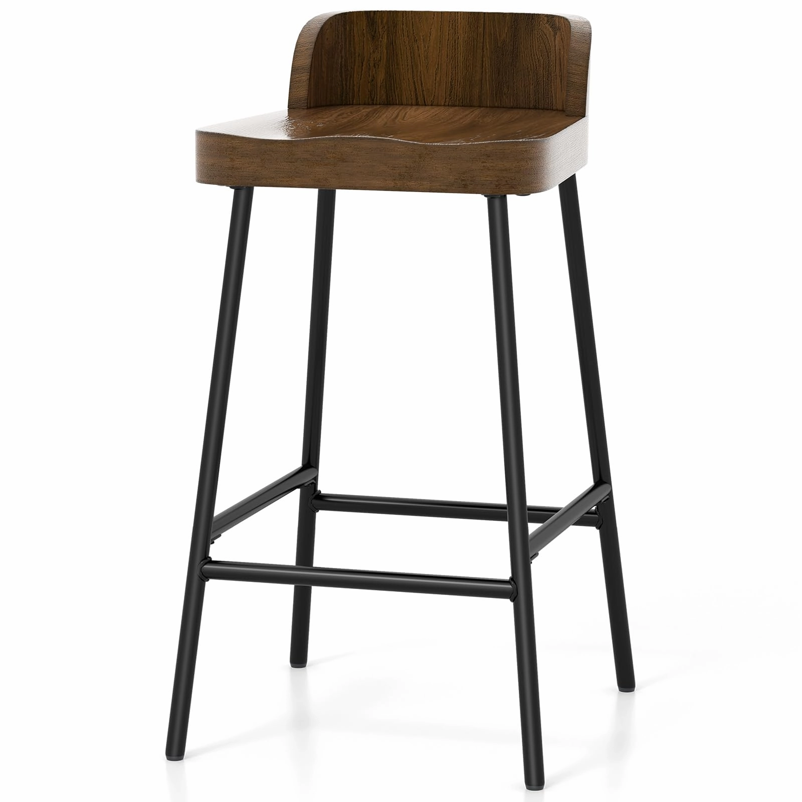Giantex 24.5'' Bar Stool, Counter Height Bar Stools with Low Back & Footrest