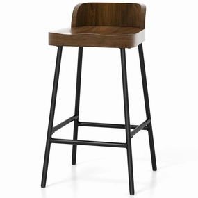 Giantex 24.5'' Bar Stool, Counter Height Bar Stools with Low Back & Footrest kitchen barstool, adjustable bar stool