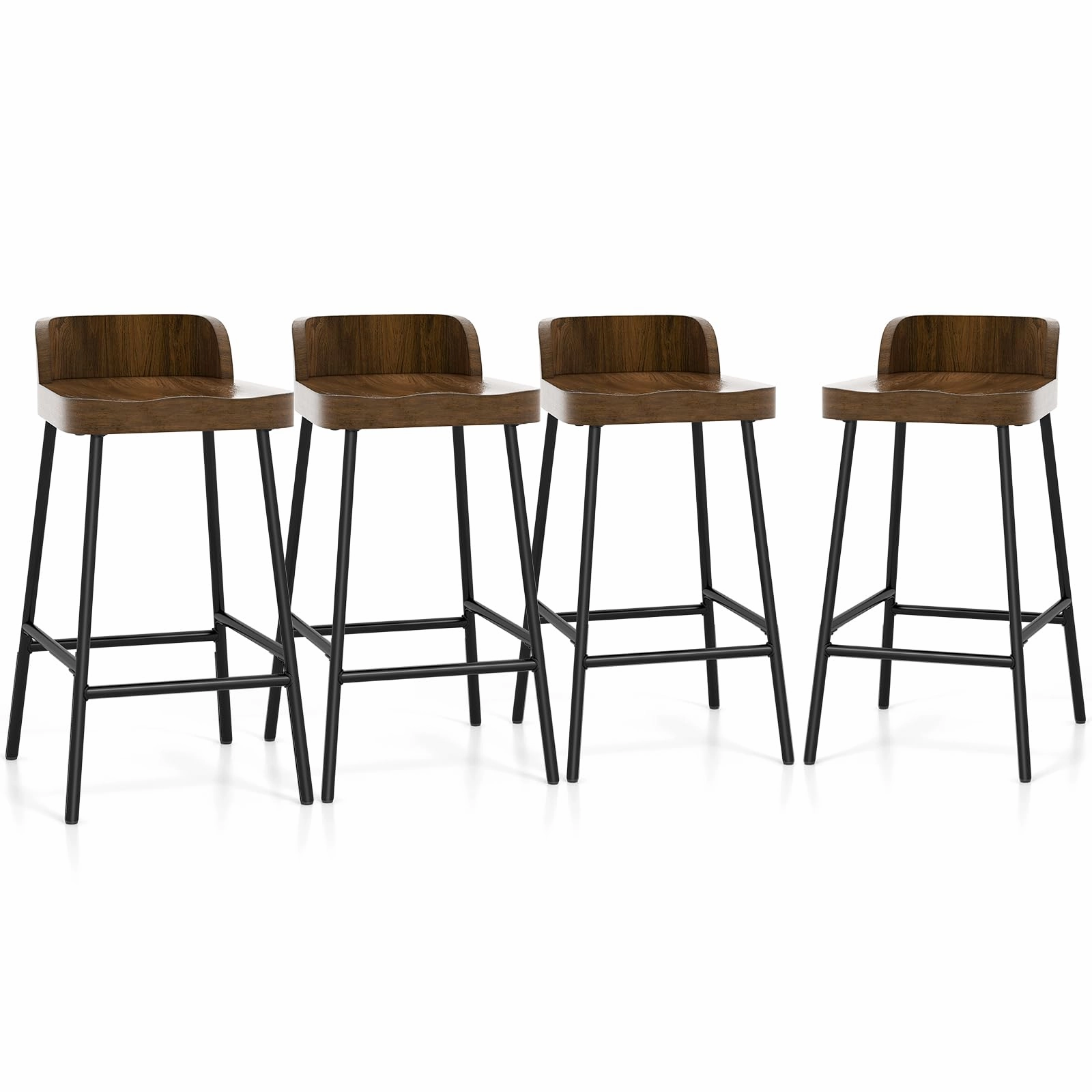 Giantex 24.5'' Bar Stool, Counter Height Bar Stools with Low Back & Footrest