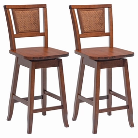 Giantex 24.5 Inch Counter Height Bar Stool with Rattan Back kitchen barstool, adjustable bar stool