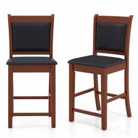 Giantex 24.5" Bar Stools Set of 2, Upholstered Counter Height Bar Stools w/Faux Leather Cushion & Footrest kitchen barstool, adjustable bar stool