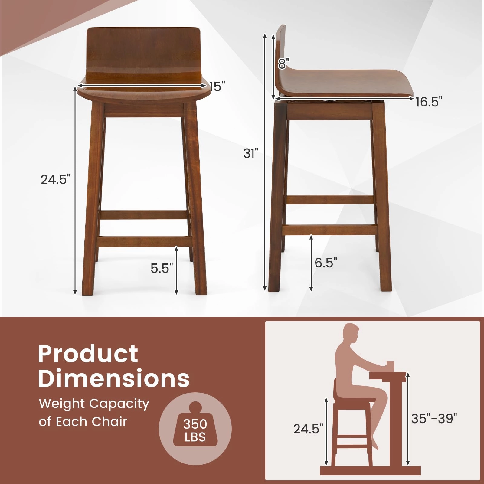 Giantex 24.5" Swivel Bar Stools Set of 2/4
