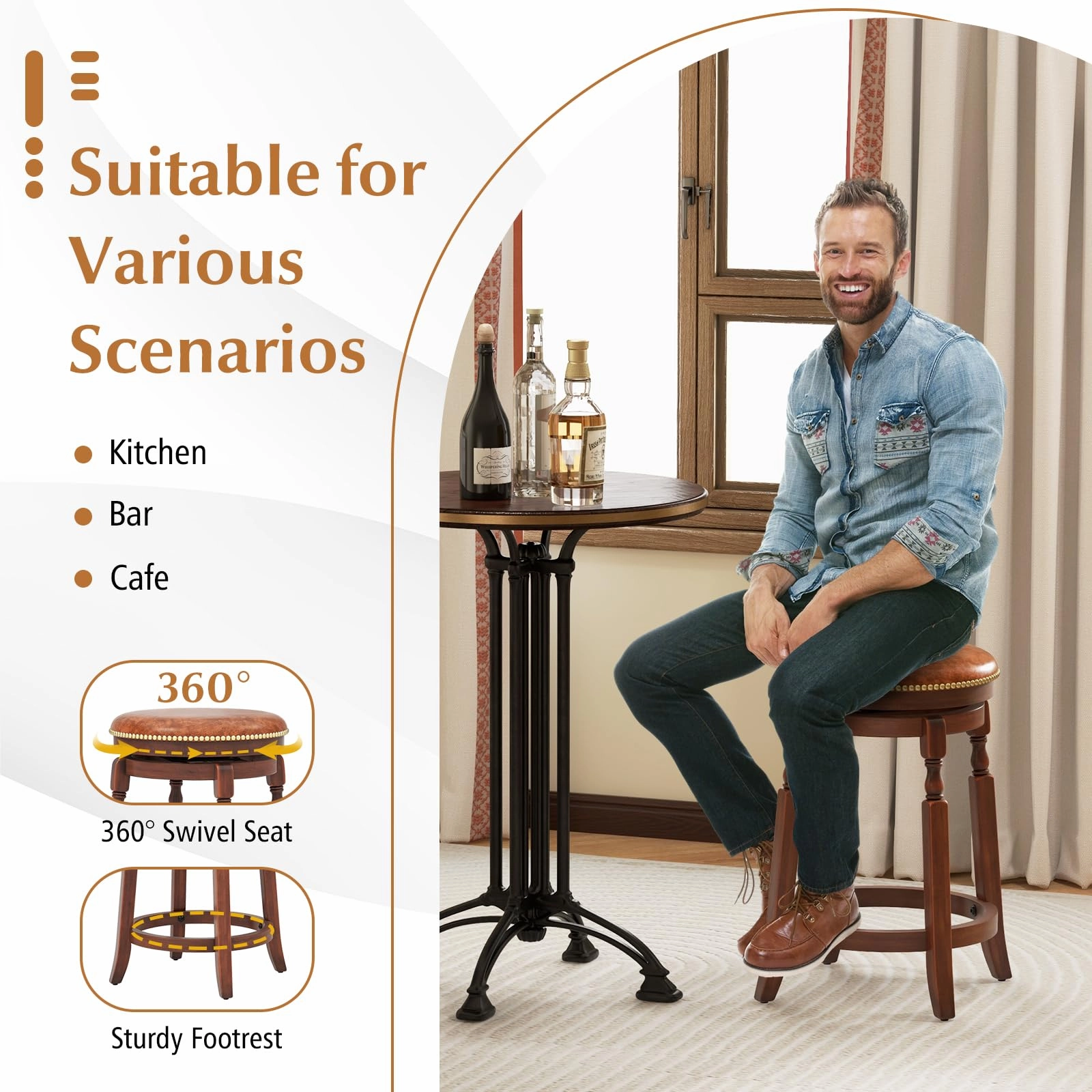 Giantex 24" /29.5" Swivel Bar Stools