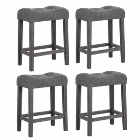 Giantex 24" Bar Stools, Backless Counter Height Saddle Bar Stools w/Padded Seat, Solid Rubber Wood Legs kitchen barstool, adjustable bar stool