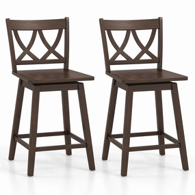 Giantex 24" Bar Stools Set of 2/4, Swivel Wooden Bar Chairs with Rubber Wood Frame, Dark Grey kitchen barstool, adjustable bar stool
