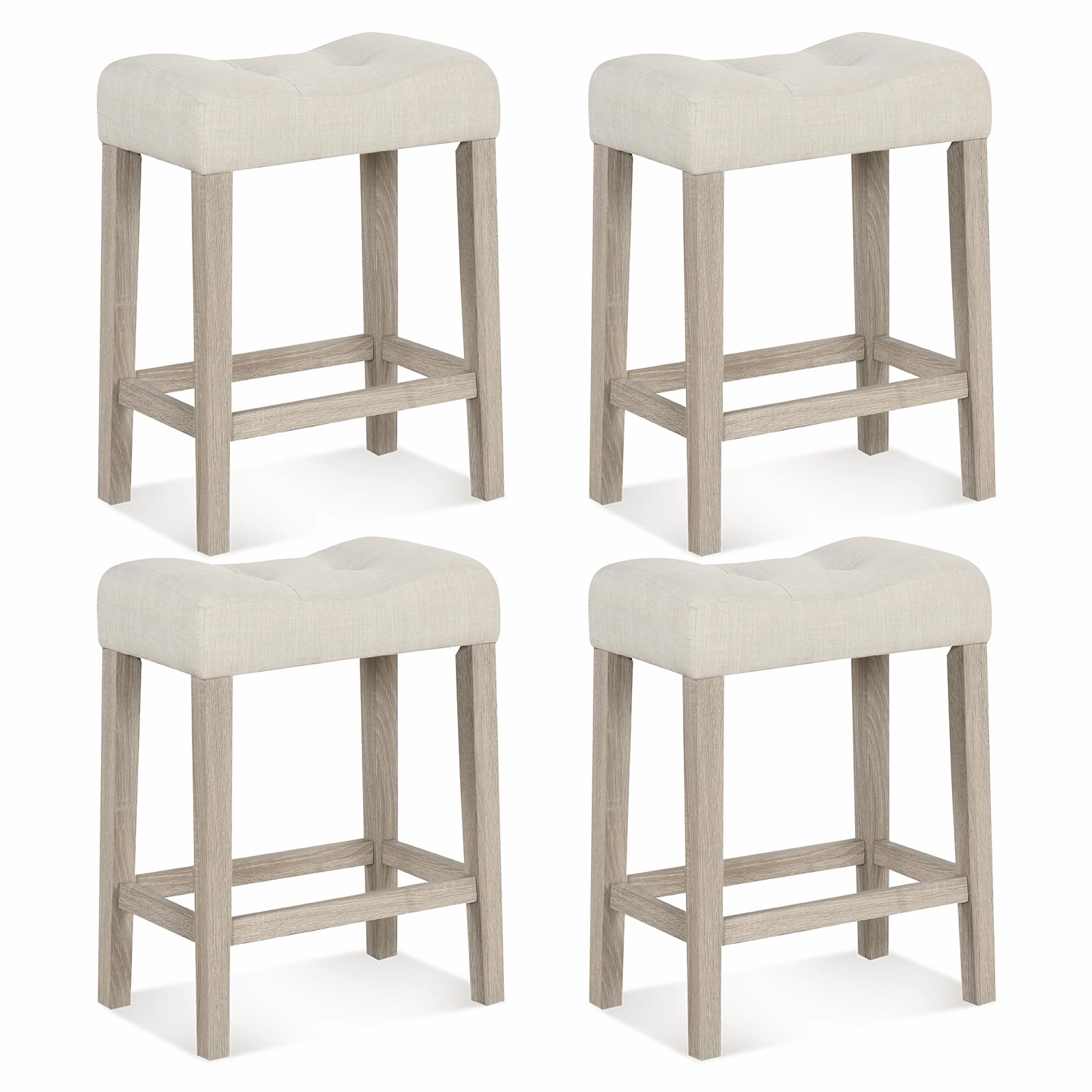 Giantex 24" Bar Stools Set of 4, Upholstered Counter Height Saddle Bar Stools kitchen barstool, adjustable bar stool