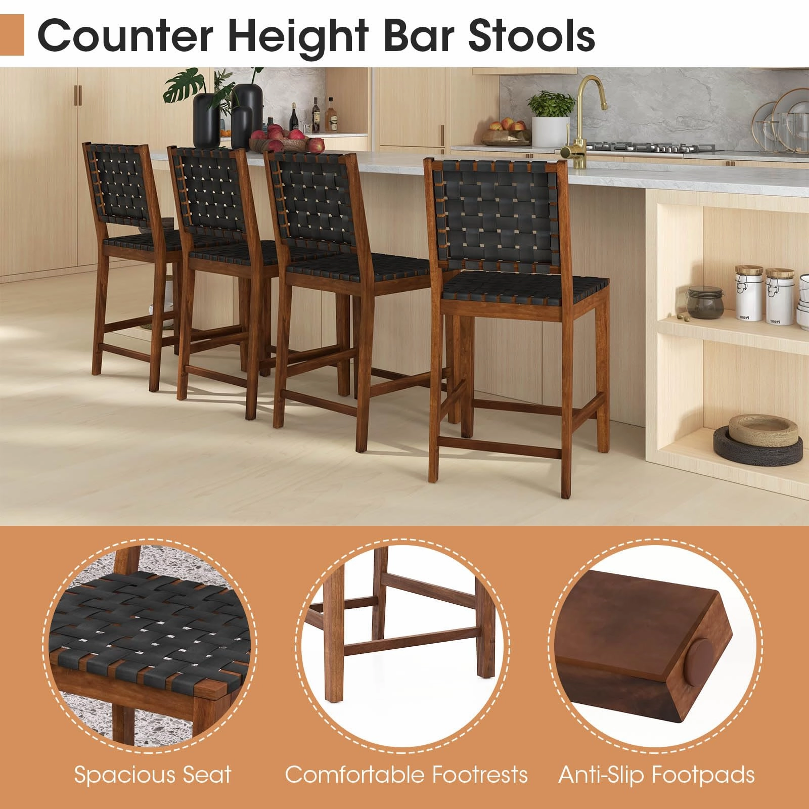 Giantex 24" Counter Height Bar Stools Set of 2
