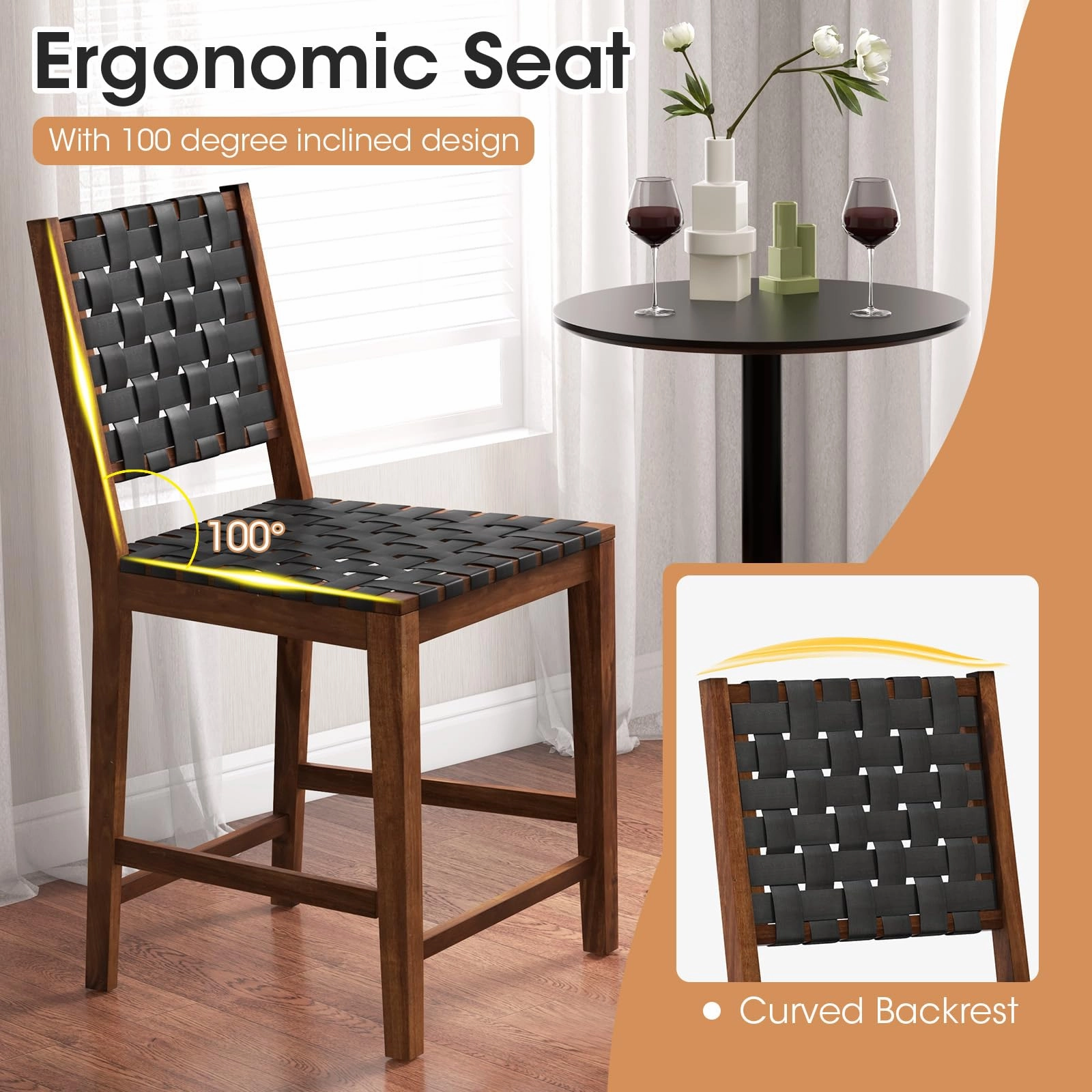 Giantex 24" Counter Height Bar Stools Set of 2