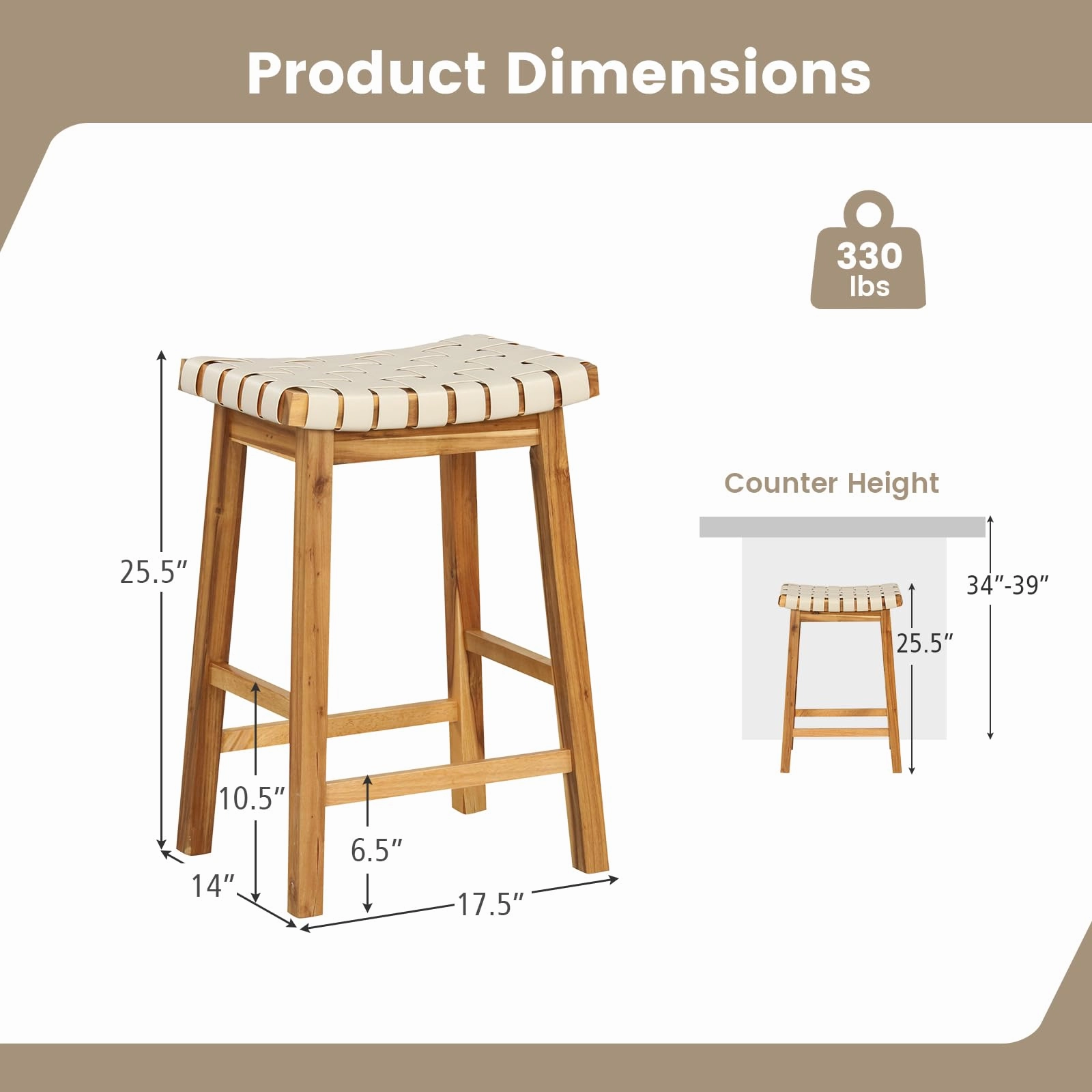 Giantex 25.5/31" Woven Bar Stools Set of 2/4, Faux PU Leather Counter Height Saddle Stools with Woven Curved Seat