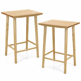 Giantex 25.5" Wooden Bar Stools Set of 2/4, Farmhouse Backless Counter Height Bar Stools with Footrest kitchen barstool, adjustable bar stool