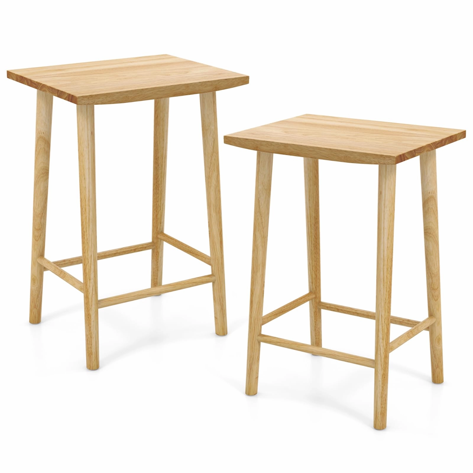 Giantex 25.5" Wooden Bar Stools Set of 2/4, Farmhouse Backless Counter Height Bar Stools with Footrest kitchen barstool, adjustable bar stool