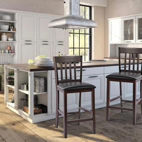Giantex 25 Counter Height Pub Chairs with Rubber Wood Legs, Armless Bar Chairs with Elastic Cushion & PU Cover for Kitchen kitchen barstool, adjustable bar stool