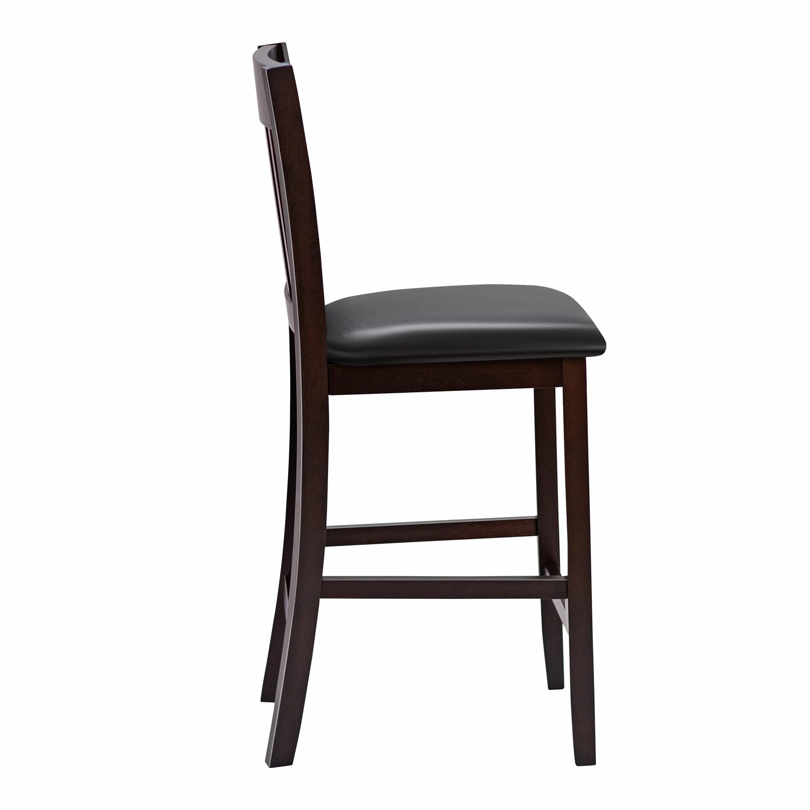 Giantex 25 Counter Height Pub Chairs with Rubber Wood Legs, Armless Bar Chairs with Elastic Cushion & PU Cover for Kitchen