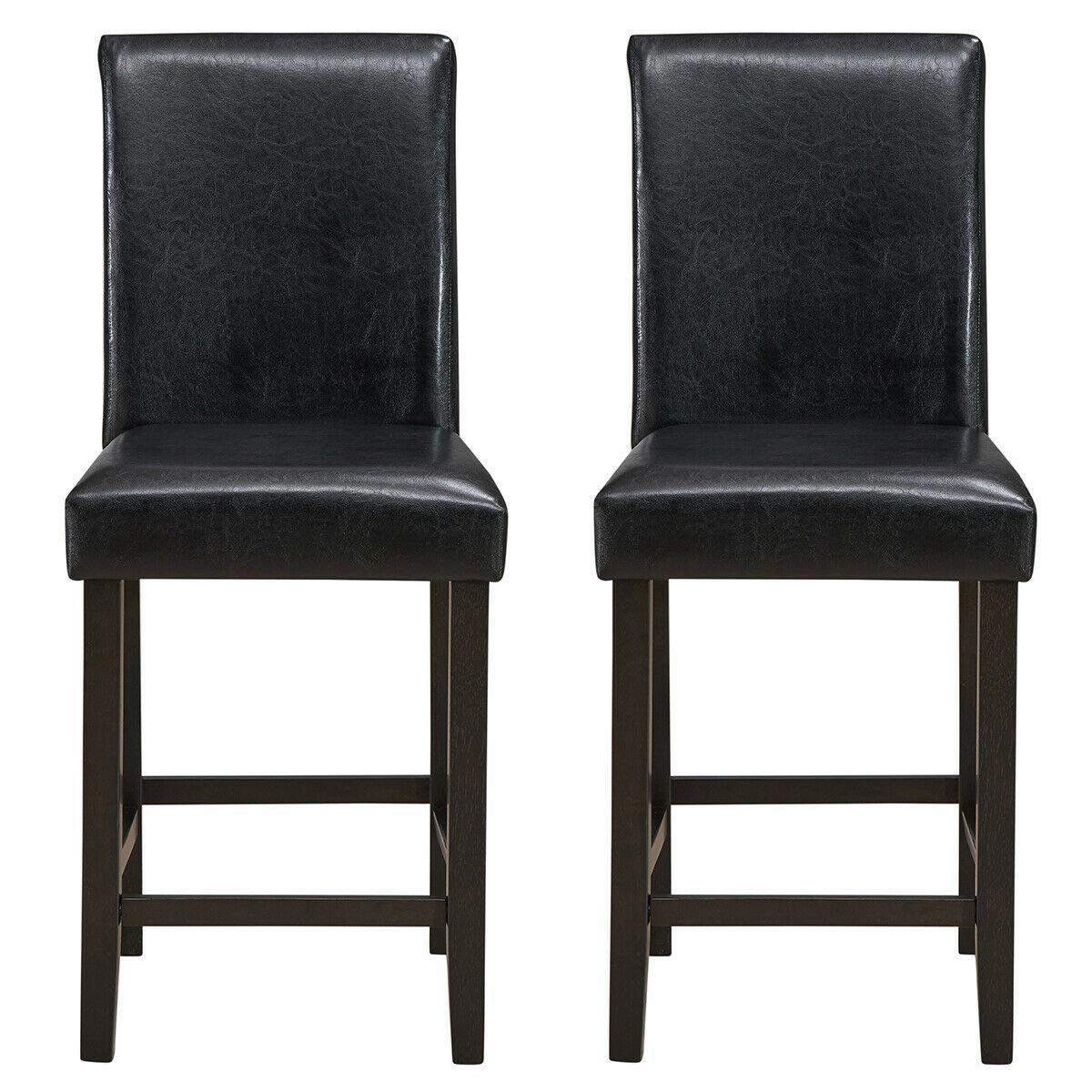 Giantex 25 inch Wooden Vintage Bar Chairs, Counter Stools w/ Upholstered Foam Cushion & Solid Rubber Wood Legs kitchen barstool, adjustable bar stool