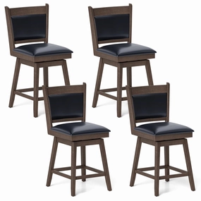Giantex 25" Bar Stools Set, Upholstered Swivel Bar Chairs with Ergonomic Back kitchen barstool, adjustable bar stool