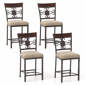 Giantex 25" Counter Height Bar Stools Set, Vintage Upholstered Barstools w/Back kitchen barstool, adjustable bar stool