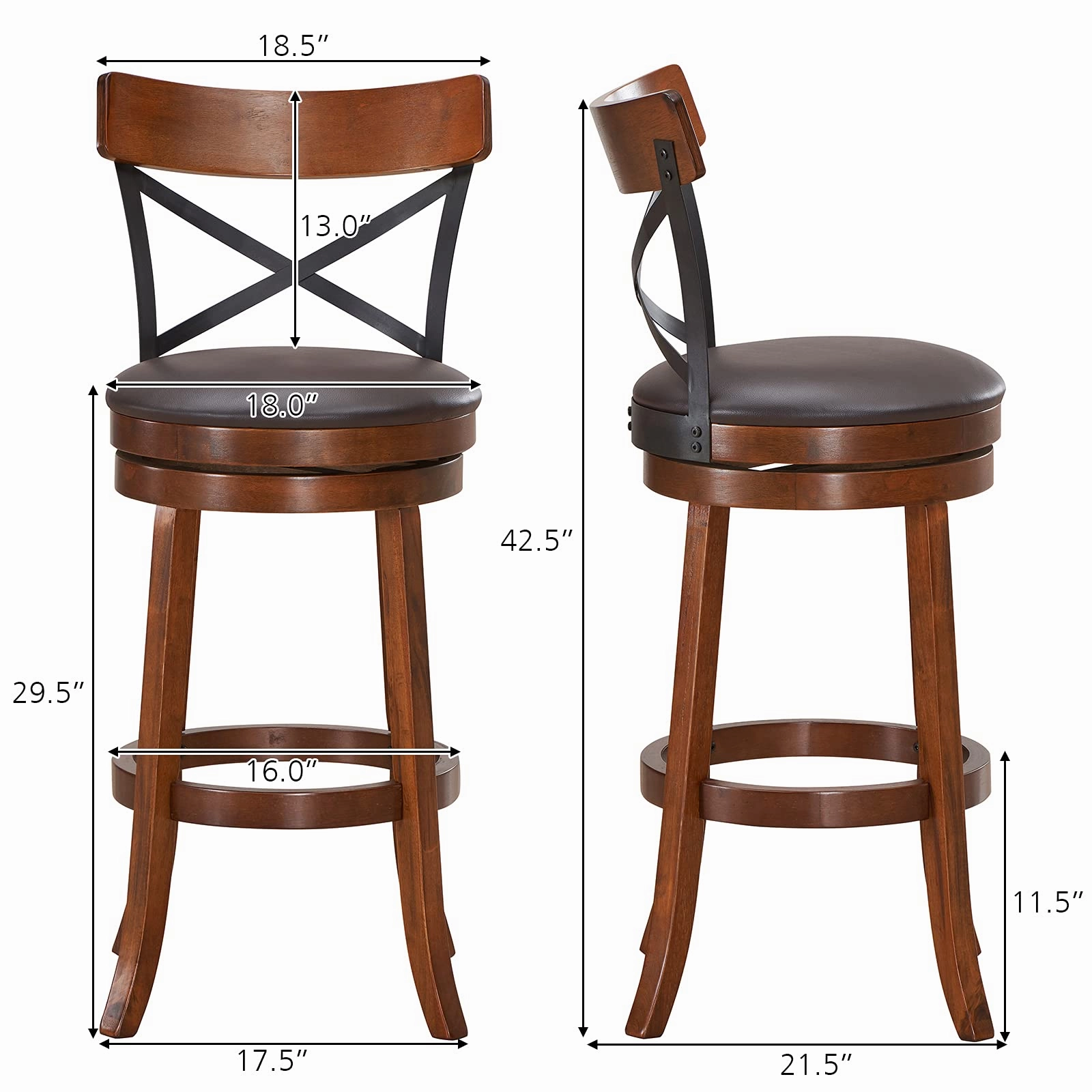 Giantex 25Height Kitchen Counter Bar Stools for Kitchen Island, Pub, and Restaurant