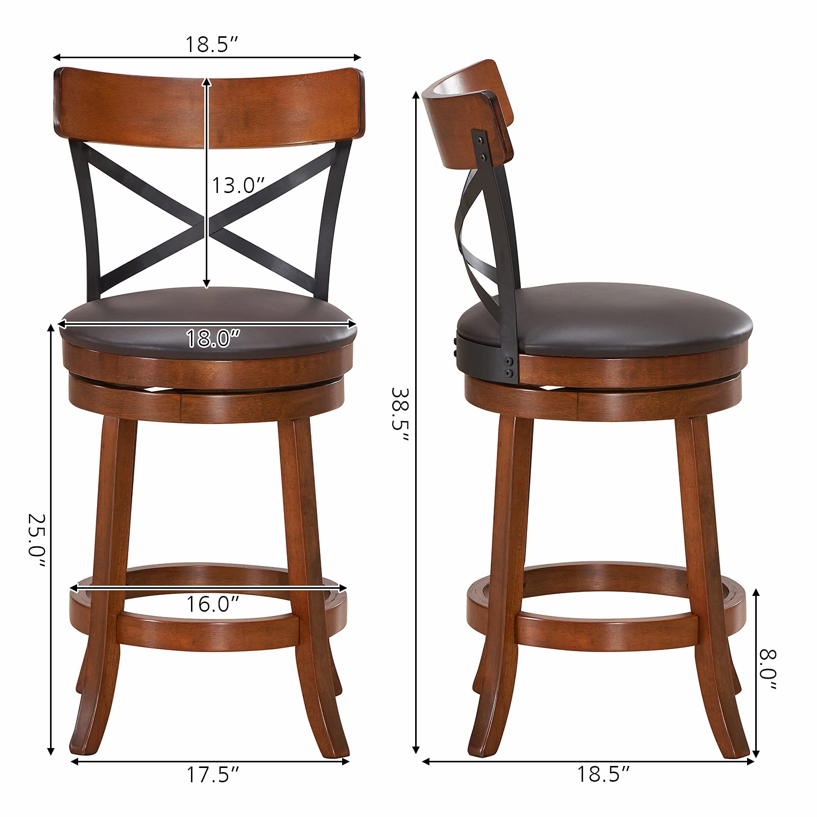 Giantex 25Height Kitchen Counter Bar Stools for Kitchen Island, Pub, and Restaurant