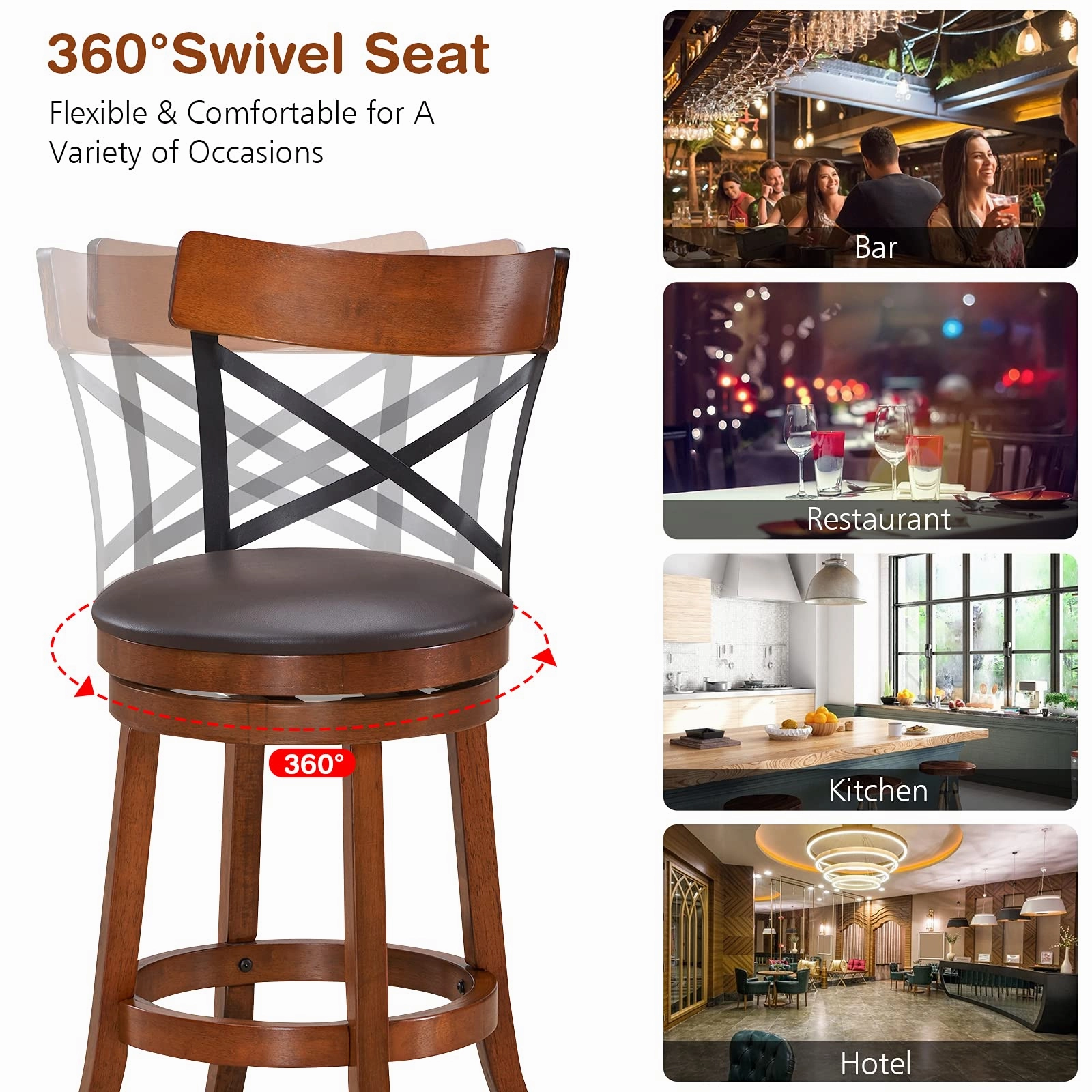 Giantex 25Height Kitchen Counter Bar Stools for Kitchen Island, Pub, and Restaurant