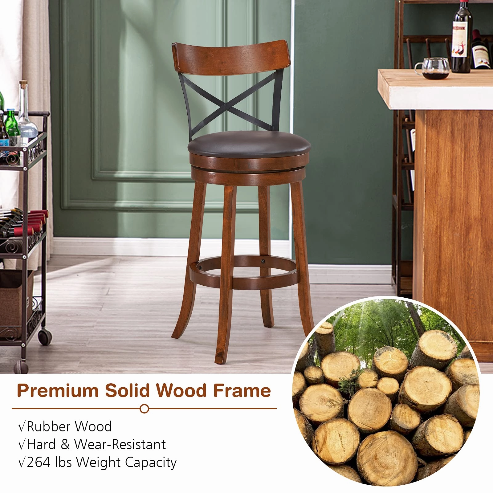 Giantex 25Height Kitchen Counter Bar Stools for Kitchen Island, Pub, and Restaurant